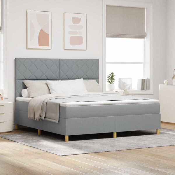 Postel s boxspringem s čelo Světle šedá 180 x 200 cm textil 3339714