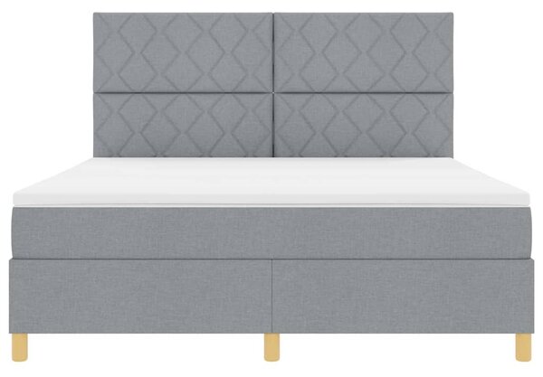 Postel s boxspringem s čelo Světle šedá 180 x 200 cm textil 3339714