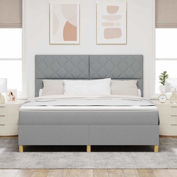 Postel s boxspringem s čelo Světle šedá 180 x 200 cm textil 3339714