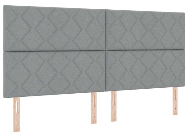 Postel s boxspringem s čelo Světle šedá 200 x 200 cm textil 3339721