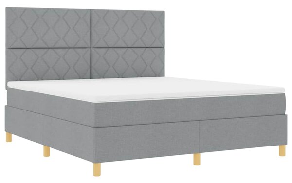 Postel s boxspringem s čelo Světle šedá 180 x 200 cm textil 3339714