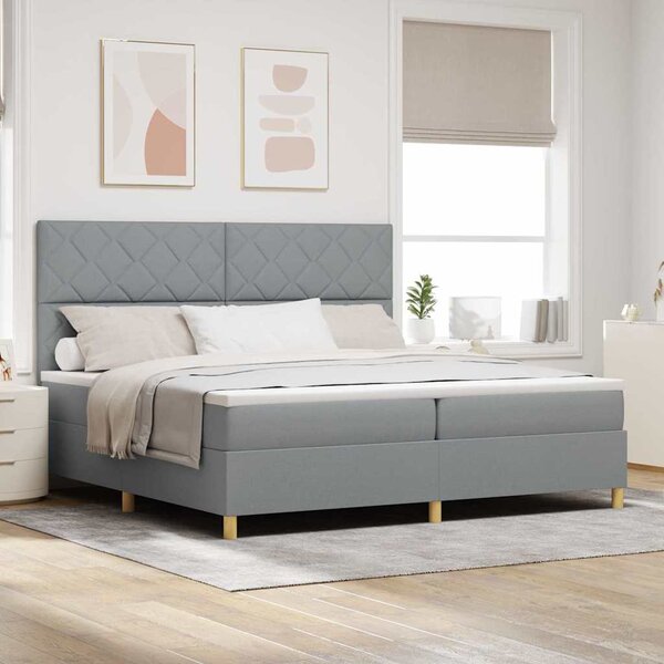 Postel s boxspringem s čelo Světle šedá 200 x 200 cm textil 3339721