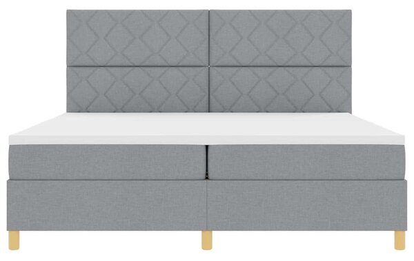 Postel s boxspringem s čelo Světle šedá 200 x 200 cm textil 3339721