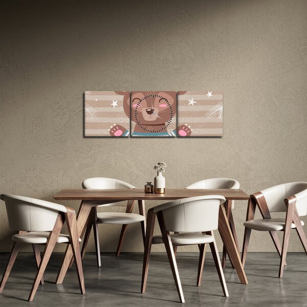 Obraz - Milující medvídek (s hodinami) (90x30 cm)