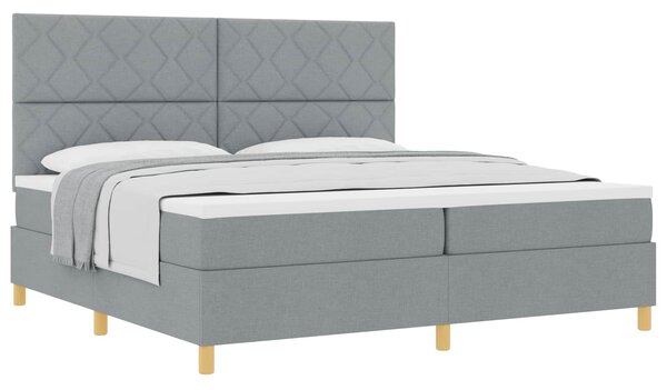 Postel s boxspringem s čelo Světle šedá 200 x 200 cm textil 3339721