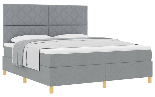 Postel s boxspringem s čelo Světle šedá 180 x 200 cm textil 3339714