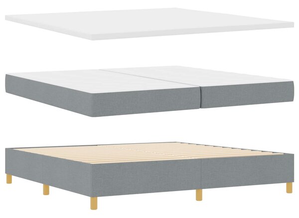 Postel s boxspringem s čelo Světle šedá 200 x 200 cm textil 3339721