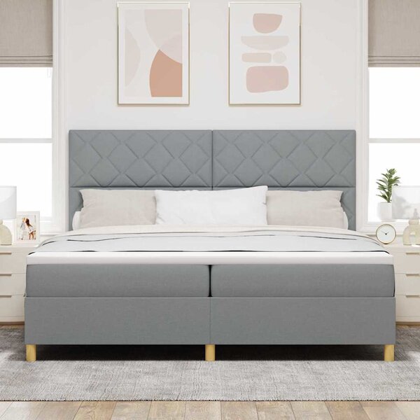 Postel s boxspringem s čelo Světle šedá 200 x 200 cm textil 3339721