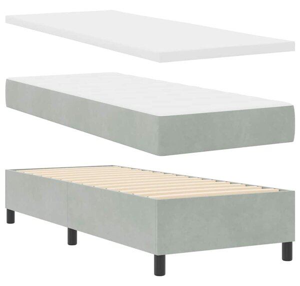 Postel s boxspringem s čelo Světle šedá 200 x 80 cm samet 3340844