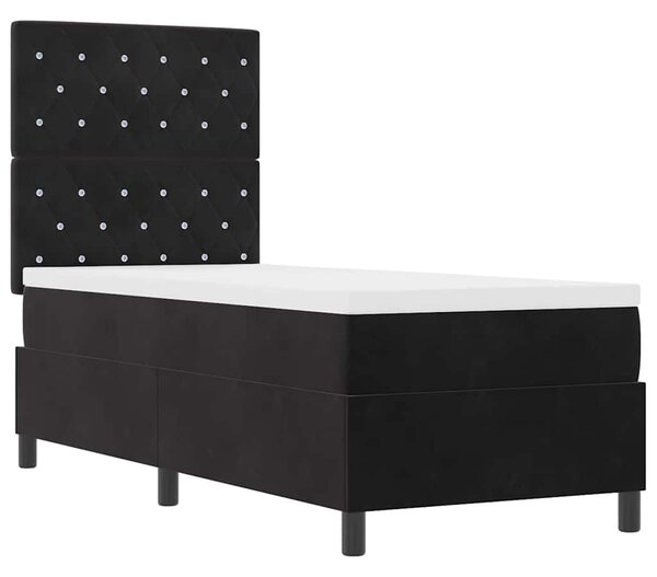 Postel s boxspringem s matrací s čelo Černý 80 x 200 cm samet 3339730
