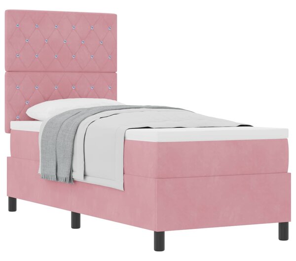 Postel s boxspringem s matrací s čelo Růžová 80 x 200 cm samet 3339733