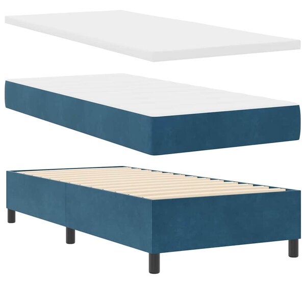 Postel s boxspringem s matrací s čelo Modrá 90 x 190 cm samet 3341934