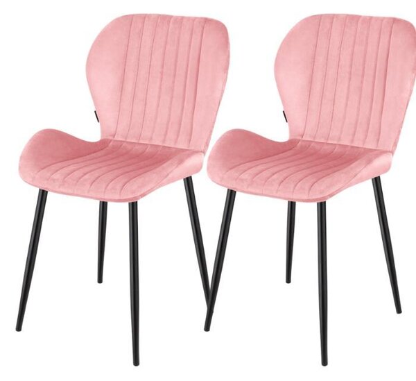 2x čalouněná židle MONTI Velvet ROSA, sada 2 židlí - jídelní židle - sametový potah - obývací pokoj kuchyně obývací pokoj - kovové nohy - pohodlná židle