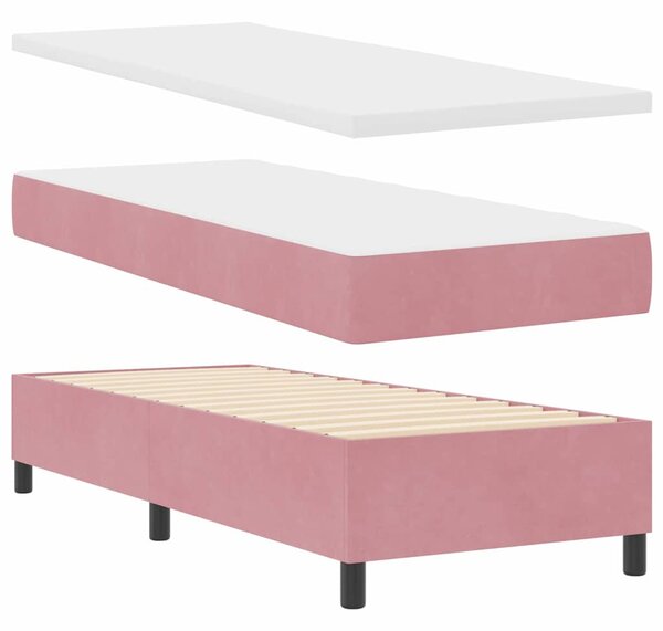 Postel s boxspringem s matrací s čelo Růžová 80 x 200 cm samet 3339733