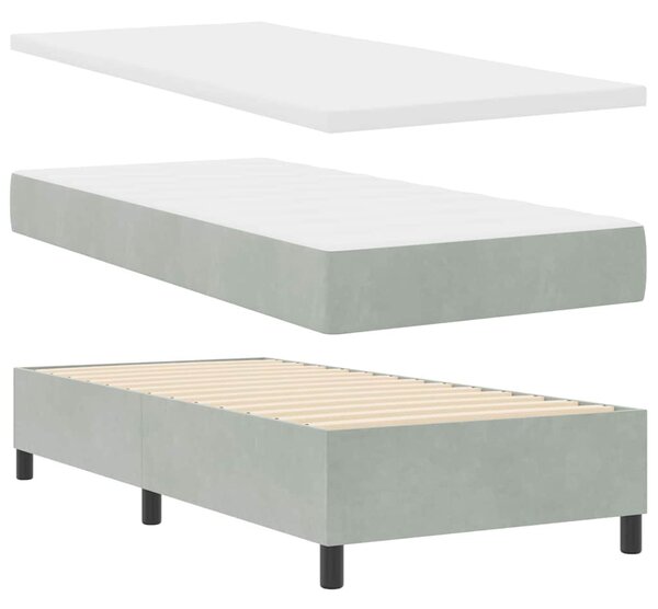 Postel s boxspringem s polštářem Světle šedá 90 x 190 cm samet 3339866