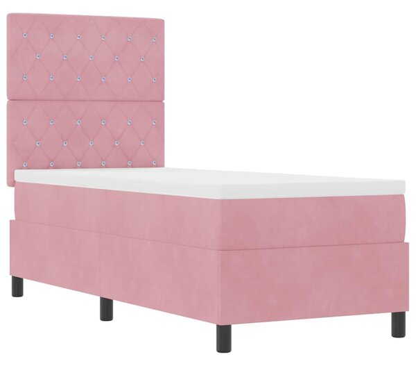 Postel s boxspringem s matrací s čelo Růžová 80 x 200 cm samet 3339733