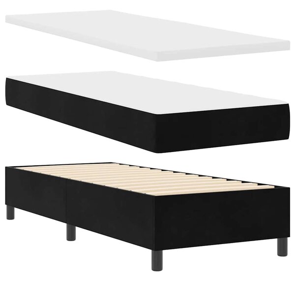 Postel s boxspringem s matrací s čelo Černý 80 x 200 cm samet 3339730
