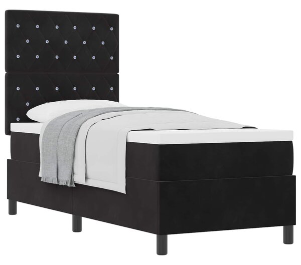 Postel s boxspringem s matrací s čelo Černý 80 x 200 cm samet 3339730