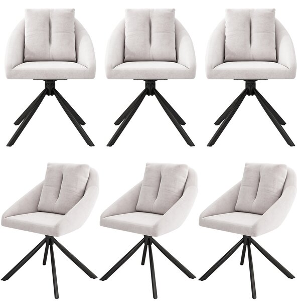 SWeiko jídelní židle sametová židle čalouněná židle otočná židle, prodyšná sametová tkanina, ergonomický design, 6 ks, béžová barva