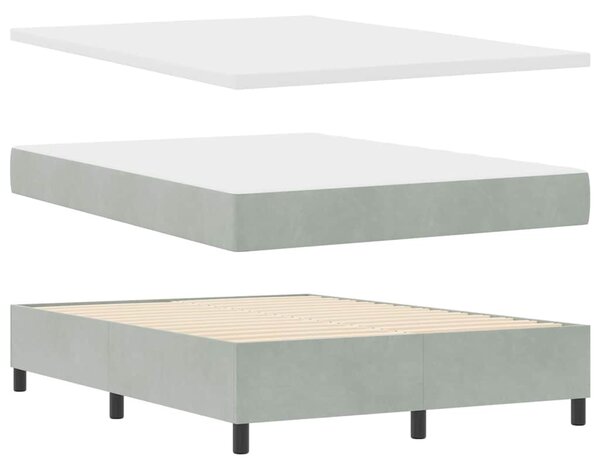 Postel s boxspringem s čelo Světle šedá 200 x 160 cm samet 3340934