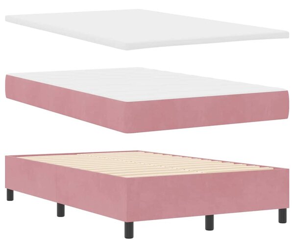Postel s boxspringem s čelo Růžová 120 x 190 cm samet 3339823