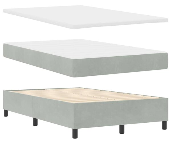 Postel s boxspringem s čelo Světle šedá 120 x 190 cm samet 3339818