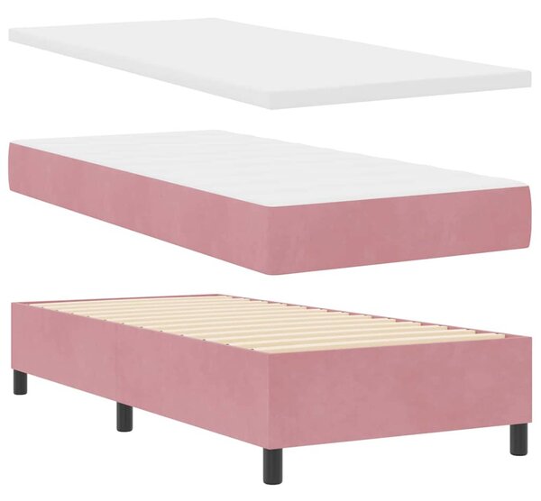Postel s boxspringem s čelo Růžová 80 x 200 cm samet 3339799