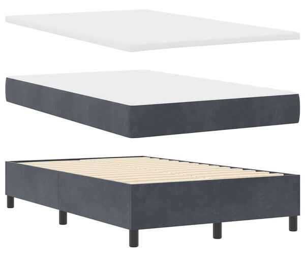 Postel s boxspringem s čelo Tmavě šedá 120 x 190 cm samet 3339819