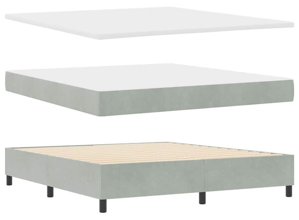 Postel s boxspringem s čelo Světle šedá 180 x 200 cm samet 3339848