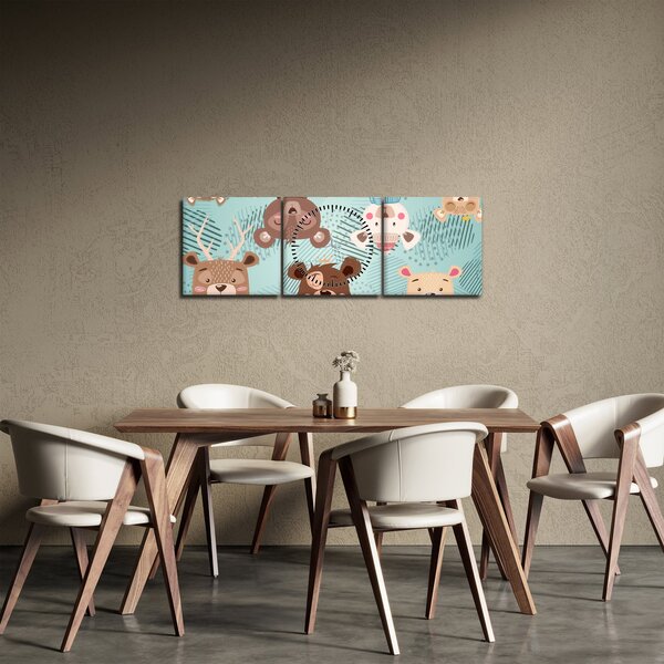 Obraz - Veselí medvídci (s hodinami) (90x30 cm)