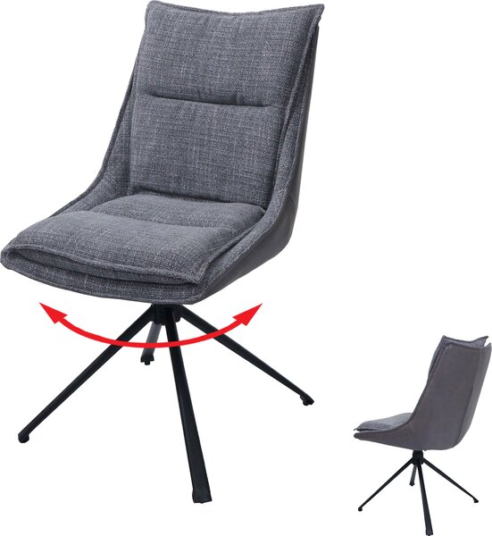 Jídelní židle HWC-N71, kuchyňská židle, otočná s automatickým opěradlem, tkanina/textil (420 g/m²) Oeko-Tex šedá