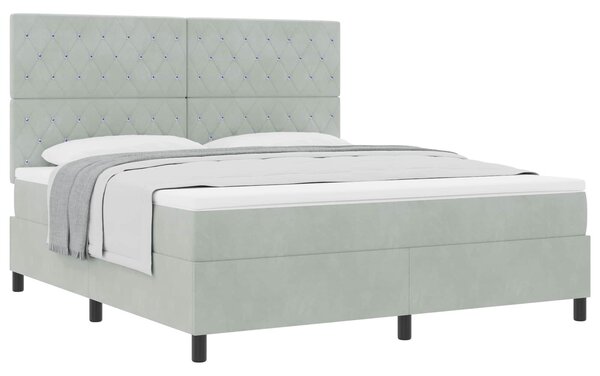 Postel s boxspringem s matrací Světle šedá 180 x 200 cm samet 3339782