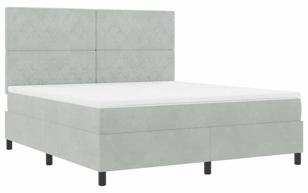 Postel s boxspringem s matrací Světle šedá 180 x 200 cm samet 3339782