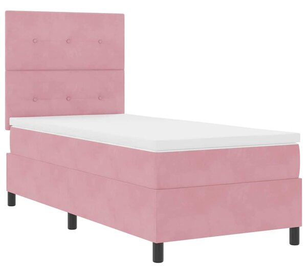Postel s boxspringem s čelo Růžová 80 x 200 cm samet 3339799