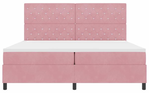 Postel s boxspringem s čelo Růžová 200 x 200 cm samet 3339793