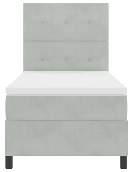 Postel s boxspringem s čelo Světle šedá 80 x 200 cm samet 3339794
