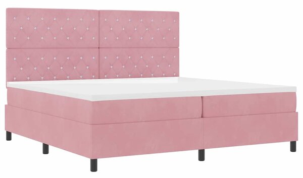 Postel s boxspringem s čelo Růžová 200 x 200 cm samet 3339793