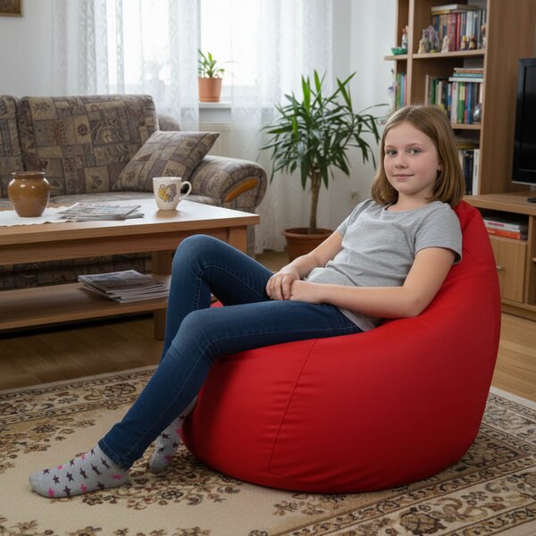 Sedací pytel Primabag Fuzzy červená