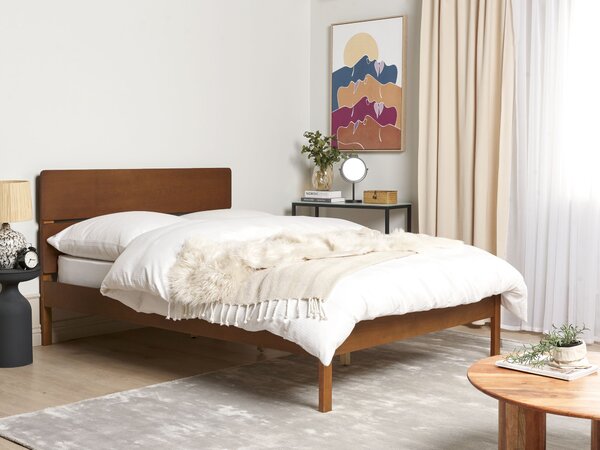 Postel Dřevo BOISSET 140 x 200 cm Tmavě hnědá