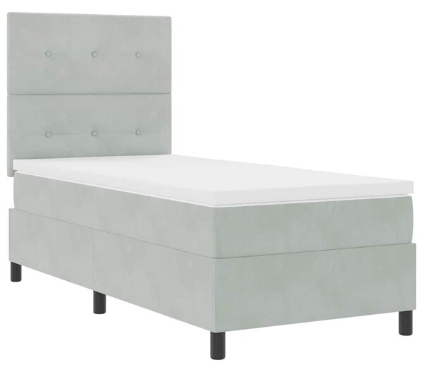 Postel s boxspringem s čelo Světle šedá 80 x 200 cm samet 3339794