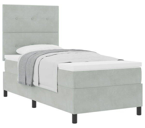 Postel s boxspringem s čelo Světle šedá 80 x 200 cm samet 3339794