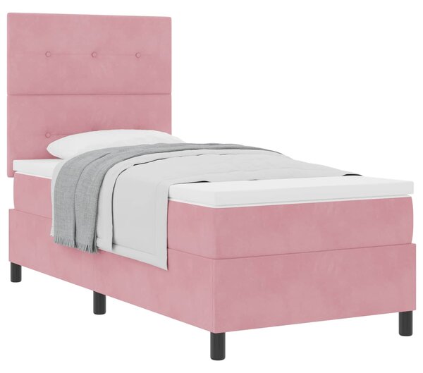 Postel s boxspringem s čelo Růžová 80 x 200 cm samet 3339799
