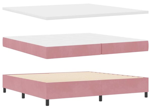 Postel s boxspringem s čelo Růžová 200 x 200 cm samet 3339793