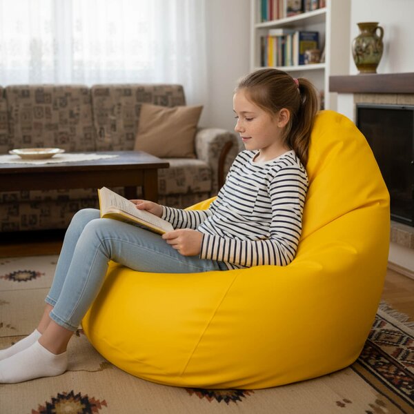 Sedací pytel Primabag Fuzzy žlutá