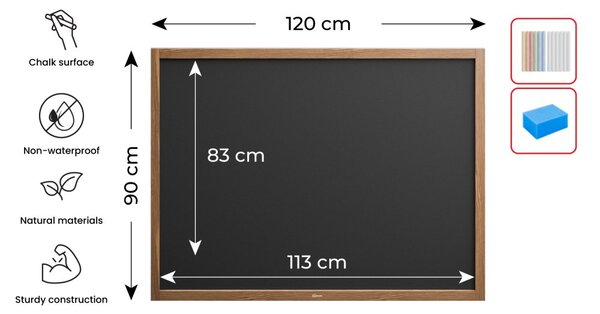 Allboards, Tabule černá křídová v dřevěném rámu 120x90 cm, TB129