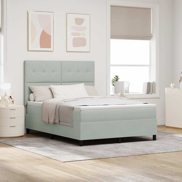 Postel s boxspringem s čelo Světle šedá 140 x 190 cm samet 3339830