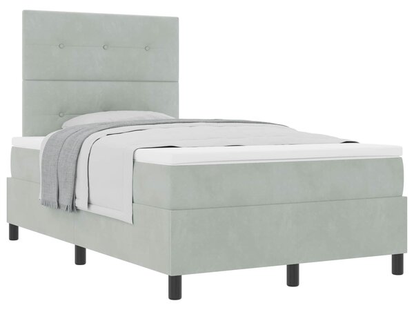 Postel s boxspringem s čelo Světle šedá 120 x 190 cm samet 3339818