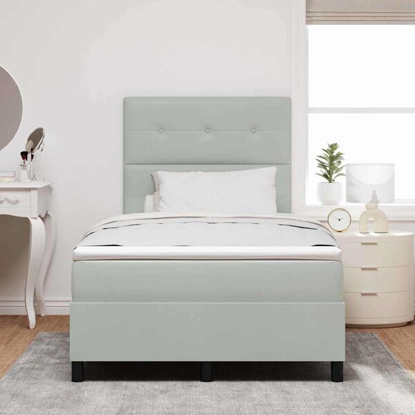 Postel s boxspringem s čelo Světle šedá 120 x 190 cm samet 3339818
