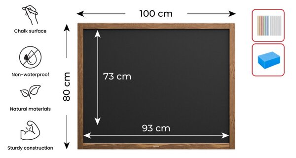 Allboards, Tabule černá křídová v dřevěném rámu 100x80 cm, TB108