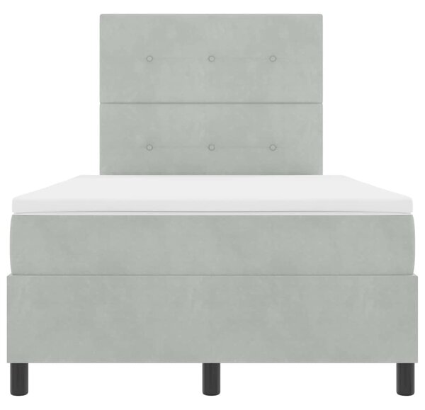 Postel s boxspringem s čelo Světle šedá 120 x 190 cm samet 3339818